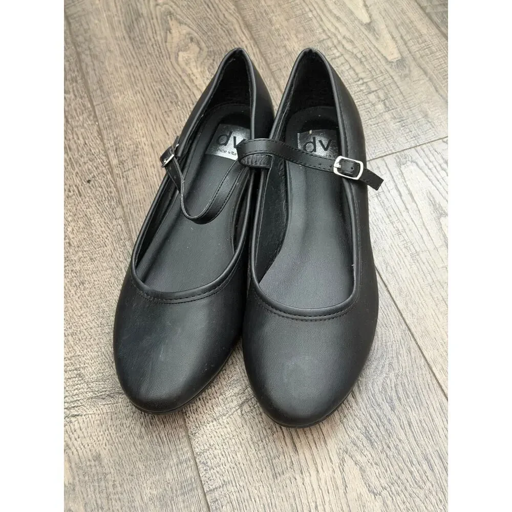 DV Dolce Vita Dollie Ballet Flat Size 7.5 Black Lather Round Toe Mary Jane Shoes